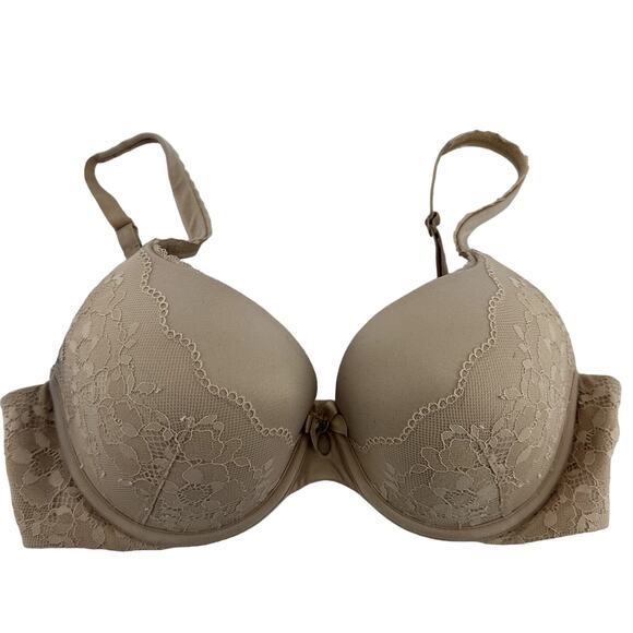 Victoria's Secret Body By Victoria Perfect Shape Push Up Bra Lace Beige 34D - Picture 1 of 3